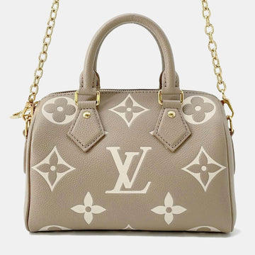 Monogram Leather Speedy Bandouliere Tourterelle claim Empreinte bag Size 20