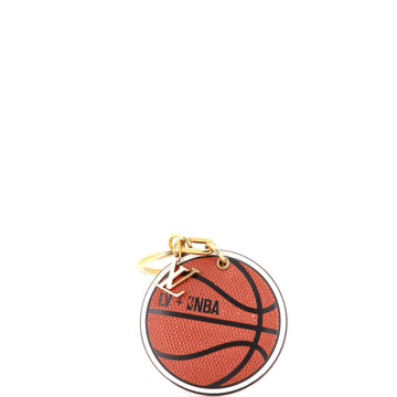 LV x NBA Basketball Bag Charm and Key Holder Metal with Embossed Leather and Monogram Canvas