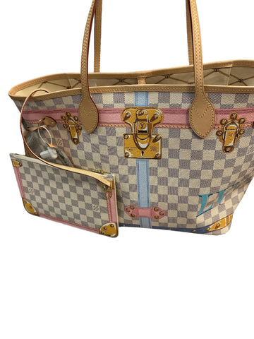 Summer Trunks Neo Neverfull With Pouch In Damier/azur