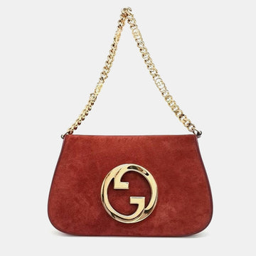 Blondie Red Suede Talco Roxy Calfskin Blondie Chain Shoulder Flap Bag