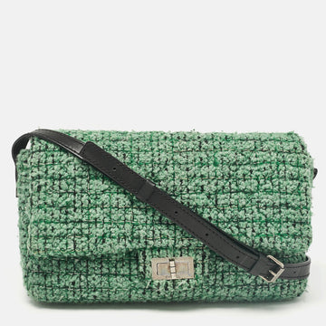Green/Black Leather Tweed ReiESue 2.55 Flap Bag