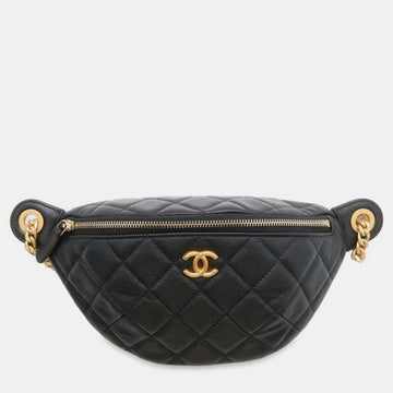 Black Caviar Leather MatelaESe CC Logo Heart Chain CroESbody Bag