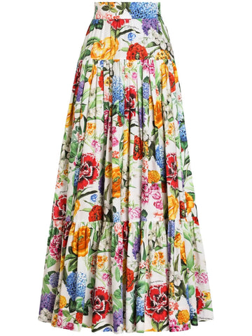 Dolce & Gabbana Women Long Flounced Skirt With Floral Print