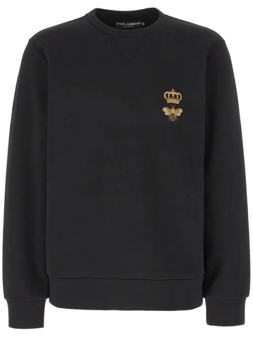 Dolce & Gabbana Men Felpa In Jersey Ricamato A Motivo