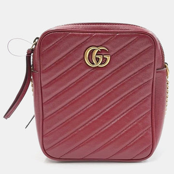 Red Calfskin MatelaESe Diagonal Tall GG Marmont CroESbody Bag