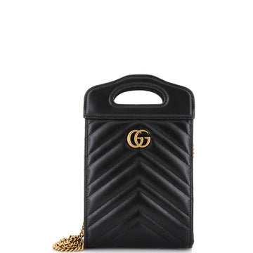 GUCCI GG Marmont Top Handle Convertible Chain Tote MatelaESe Leather Mini