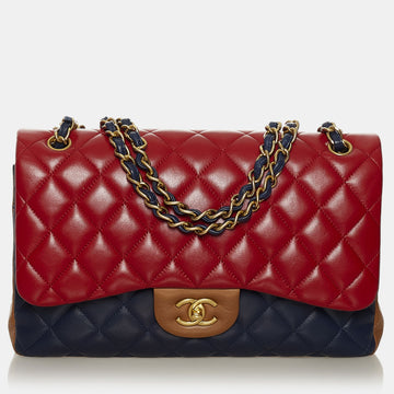 Jumbo ClaESic Tricolor Lambskin Double Flap Bag