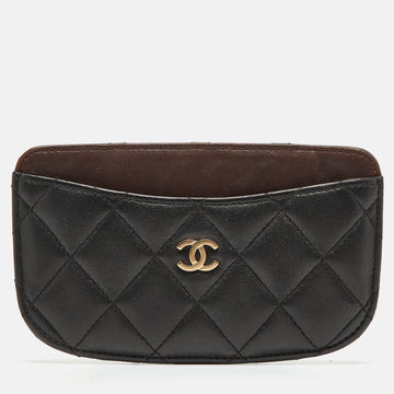 Black/Burgundy Quilted Leather CC Curved Card Holder
