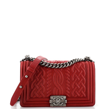 CHANEL Paris-Edinburgh Boy Flap Bag Celtic Knot EmboESed Calfskin Old Medium