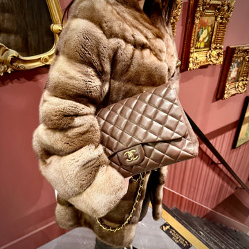Chanel Brown Lambskin Jumbo Classic Flap Bag TWS