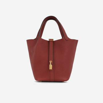 Hermès Picotin 18 Rouge H Clemence GHW (NWT)