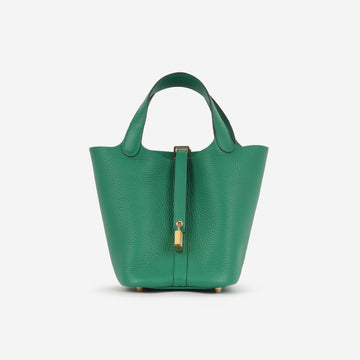 Hermès Picotin 18 Vert Vertigo Clemence GHW (NWT)