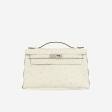 Hermès Kelly Pochette Beton Ostrich PHW (NWT)