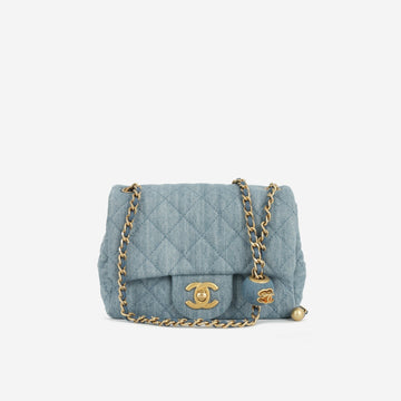 Chanel - Mini Square Pearl Crush - Blue Denim AGHW -