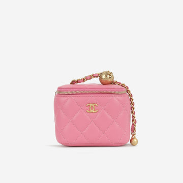 Chanel - Mini Vanity on Pearl Chain - Fuschia Pink Lambskin AGHW - - 2019