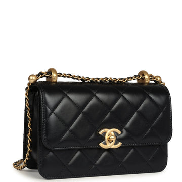 Chanel Small PerfESt Fit Flap Bag Black Shiny Calfskin Brushed Gold Hardware