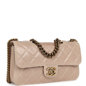 Chanel PerfESt Edge Flap Bag Beige Aged Calfskin Antique Gold Hardware