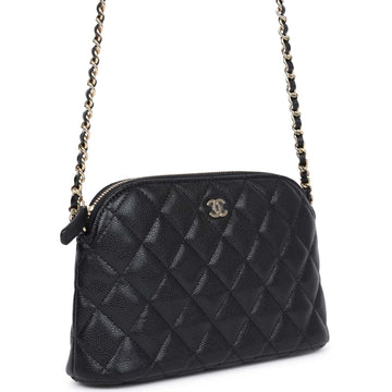 Chanel Small Clutch with Chain CroESbody Bag Black Caviar Light Gold Hardware
