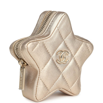 Chanel Walk Of Fame Star Clip-On Coin Purse Metallic Gold Goatskin Light Gold Hardware