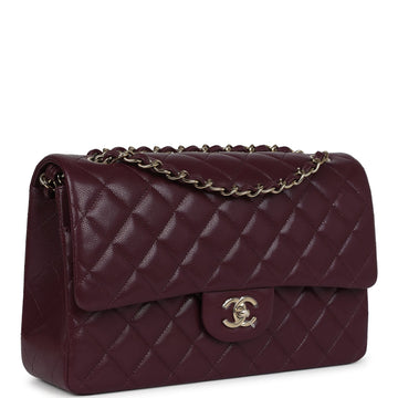 Chanel Jumbo ClaESic Double Flap Bag Dark Burgundy Shiny Caviar Gold Hardware