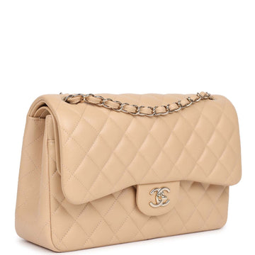 New Chanel Jumbo ClaESic Double Flap Bag Light Beige Caviar Gold Hardware