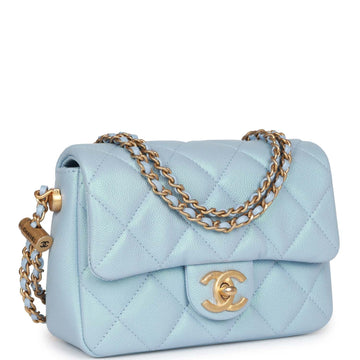 Chanel My PerfESt Mini Flap Bag Blue Iridescent Caviar Antique Gold Hardware