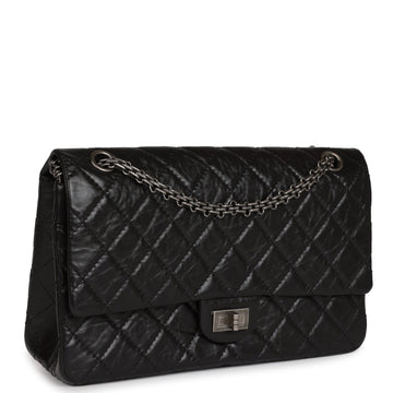 Chanel Medium ReiESue 226 2.55 Flap Black Aged Calfskin Ruthenium Hardware