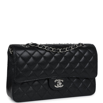 Chanel Medium ClaESic Double Flap Black Caviar Silver Hardware