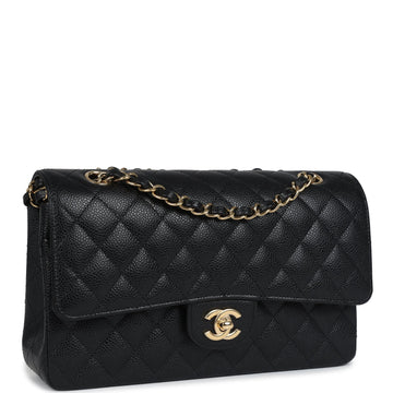 Chanel Medium ClaESic Double Flap Bag Black Caviar Gold Hardware