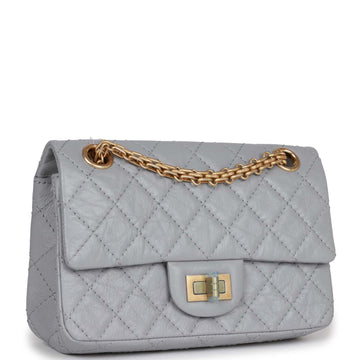 Chanel Mini ReiESue 224 2.55 Flap Grey Aged Calfskin Antique Gold Hardware
