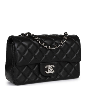 Chanel Mini REStangular Flap Bag Black Lambskin Silver Hardware