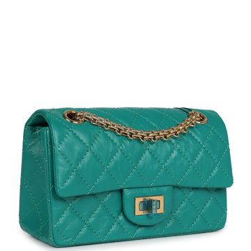 Chanel Mini ReiESue 224 2.55 Flap Green Aged Calfskin Antique Gold Hardware