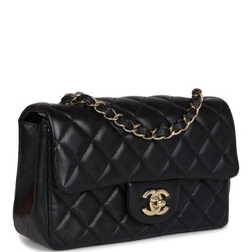 New Chanel Mini REStangular Flap Bag Black Lambskin Gold Hardware
