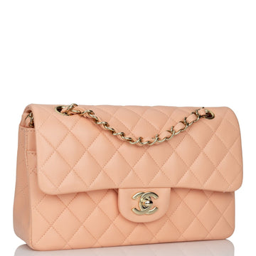 Chanel bag Small Classic Double Flap Peach Lambskin Light Gold Hardware