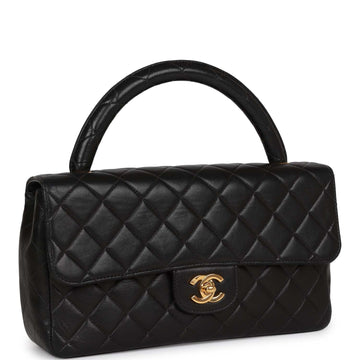 Chanel Kelly Parent Flap Bag Black Lambskin Gold Hardware