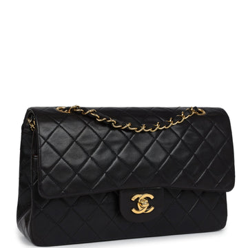 New Chanel Medium ClaESic Double Flap Black Lambskin Gold Hardware