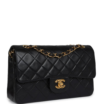 Vintage Chanel Small ClaESic Double Flap Black Lambskin Gold Hardware