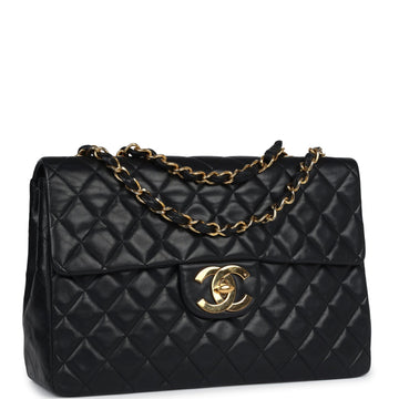 New Chanel XL Jumbo Maxi Flap Bag Black Lambskin Gold Hardware
