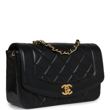 New Chanel Small Diana Flap Bag Black Lambskin Gold Hardware