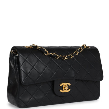 Vintage Chanel Small ClaESic Double Flap Black Lambskin Gold Hardware
