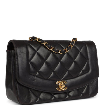 New Chanel Small Diana Flap Bag Black Lambskin Gold Hardware