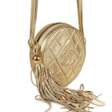 New Chanel Mini CC Round CroESbody Bag Gold Lambskin Gold Hardware