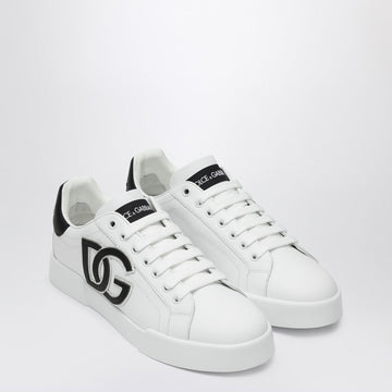 Dolce&Gabbana White/Black Portofino Sneakers In Leather Women