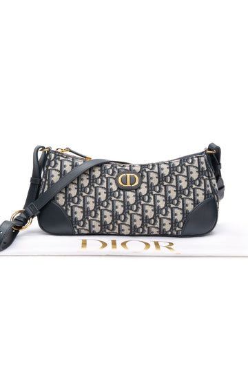 DIOR Blue Dior Oblique Jacquard and Smooth Calfskin 30 Montaigne Wanderlust Mini Shoulder Bag (NEW)