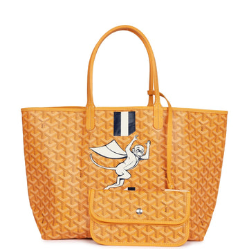 Goyard Goyardine Yellow Hand-Painted St. Louis PM Tote Bag Silver Hardware