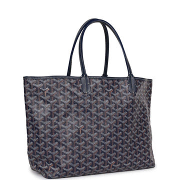 Goyard Goyardine Dark Blue St. Louis PM Tote Bag Palladium Hardware