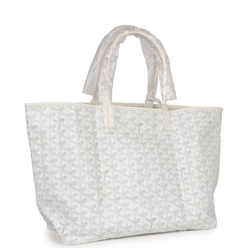 Goyard Goyardine White St. Louis PM Tote Bag Palladium Hardware