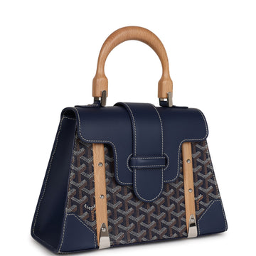 Goyard Saigon Structure PM Navy Blue Goyardine Palladium Hardware