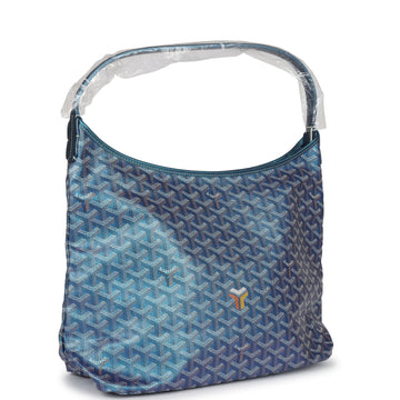 Goyard Goyardine Pearly Blue Boheme PM Hobo Bag Palladium Hardware