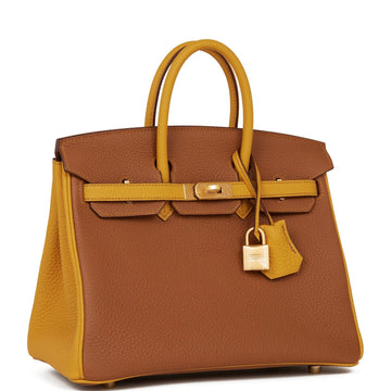 Hermes SpESial Order (HES) Birkin 25 Gold and Jaune Ambre Togo Brushed Gold Hardware